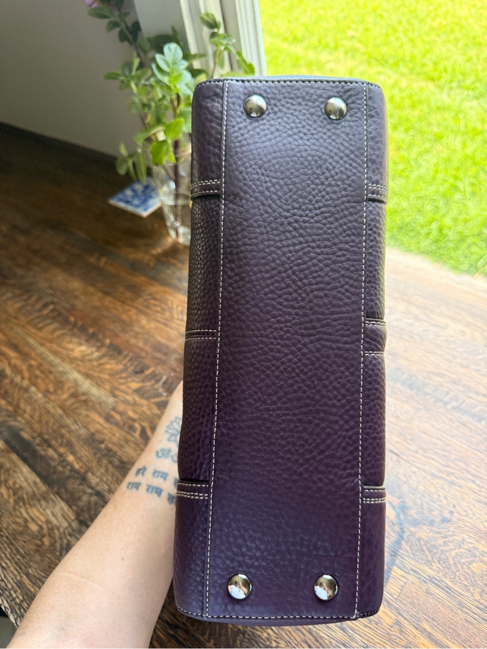 Vintage Coach Hamptons Purple Pebbled Leather Satchel Bag (F13961) - Picture 12 of 16